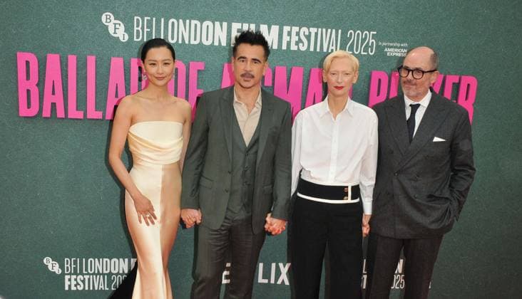 Ballad of a Small Player London Fim Festival premiere Fala Chen, Colin Farrell, Tilda Swinton and Edward Berger at the Ballad of a Small Player 69th BFI London Film Festival headline gala, day 2, Royal Festival Hall, Belvedere Road, on Thursday 09 October 2025 in London, England, UK.  CAP CAN CAN London UK Great Britain Copyright: xCanxNguyen CapitalxPicturesx