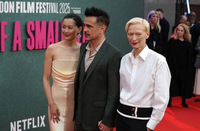 UK premiere of Ballad of a Small Player Fala Chen, Colin Farrell and Tilda Swinton at the UK premiere of Ballad of a Small Player at the 69th BFI London Film Festival at The Royal Festival Hall in London. London Royal Festival Hall UK Copyright: xFredxDuvalx