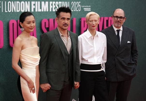 UK premiere of Ballad of a Small Player Fala Chen, Colin Farrell, Tilda Swinton and Edward Berger at the UK premiere of Ballad of a Small Player at the 69th BFI London Film Festival at The Royal Festival Hall in London. London Royal Festival Hall UK Copyright: xFredxDuvalx
