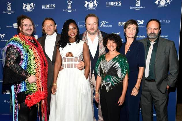 Nicolas Dinkel, Bernhard Bettermann, Victoire Laly, Stephan Grossmann, Daniela Grubert, Julia Bremermann and Tom Keune at the German Acting Award 2025 ceremony at the Pullman Berlin Schweizerhof Hotel Berlin, 09 10 2025 Foto:xF.xKernx xFuturexImagex schauspielrpreis_5108