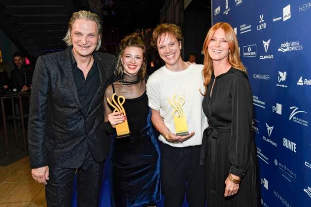 Stefan Jürgens, Linda Blümchen, Simon Steinhorst and Esther Schweins at the presentation of the German Acting Award 2025 at the Hotel Pullman Berlin Schweizerhof Berlin, 09 10 2025 Foto:xF.xKernx xFuturexImagex schauspielrpreis_5301