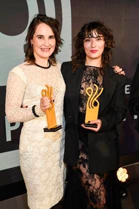 Jennifer Sabel and Seyneb Saleh at the presentation of the German Acting Award 2025 at the Hotel Pullman Berlin Schweizerhof Berlin, 09 10 2025 Foto:xF.xKernx xFuturexImagex schauspielrpreis_5319