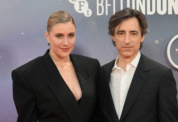 American directors Greta Gerwig and Noah Baumbach attend the premiere of Jay Kelly at the 69th BFI London Film Festival in London, England on Friday, October 10, 2025.  LON20251010115 RUNExHELLESTAD