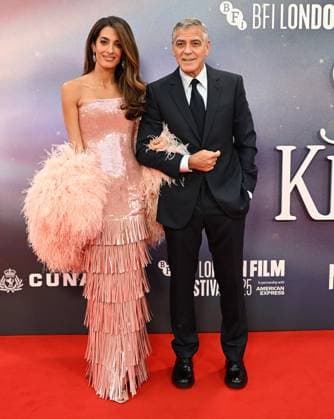 American actor George Clooney and British lawyer Amal Clooney attend the premiere of Jay Kelly at the 69th BFI London Film Festival in London, England on Friday, October 10, 2025.  LON20251010125 RUNExHELLESTAD