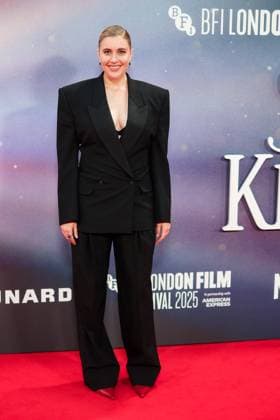 Jay Kelly UK premiere, BFI London Film Festival, Royal Festival Hall, London, 10 October 2025. Greta Gerwig attends the BFI London Film Festival; the UK premiere of JAY KELLY on Friday 10 October 2025 at Royal Festival Hall, London. ., Credit:Julie Edwards Avalon  Copyright: xJuliexEdwardsx xAvalonx 1044592739