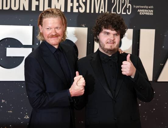 UK premiere Bugonia Jesse Plemons and Aidan Delbis at the UK premiere of Bugonia at the 69th BFI London Film Festival at The Royal Festival Hall in London. London Royal Festival Hall UK Copyright: xFredxDuvalx