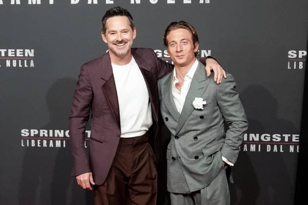 Jeremy Allen White and Scott Cooper attend the Springsteen: Deliver Me From Nowhere photocall at Cinema Moderno in Rome (Italy), October 10, 2025. AntoniettaxBaldassarre