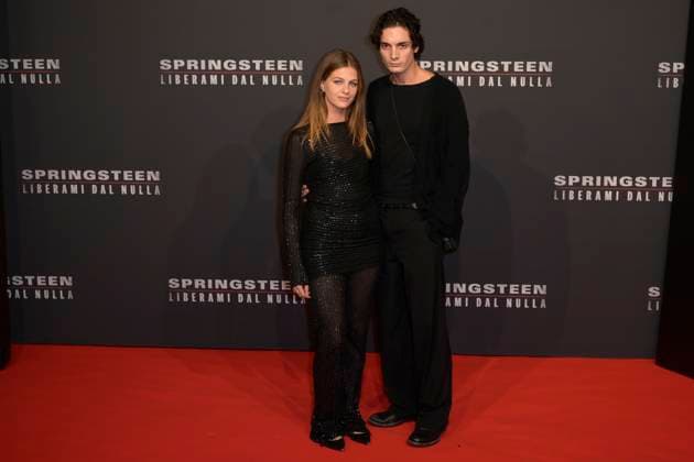 Springsteen Liberami dal nulla red carpet in Rome, Italy - 10 Oct 2025 Margherita Mazzucco (l) and boyfriend (r) attend the Springsteen Liberami dal Nulla movie red carpet at The Space Cinema Moderno. Rome Italy Copyright: xMarioxCartellix xSOPAxImagesx _DSC4259