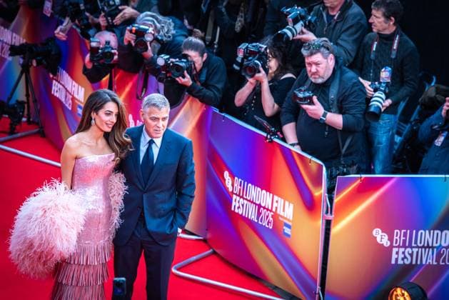 Jay Kelly Headline Gala - The 69th BFI London Film Festival in London - 10 Oct 2025 Amal Clooney and George Clooney attend the Headline Gala screening of Jay Kelly during the 69th BFI London Film Festival at The Royal Festival Hall. London United Kingdom Copyright: xLoredanaxSangiulianox xSOPAxImagesx LSangiuliano-4761