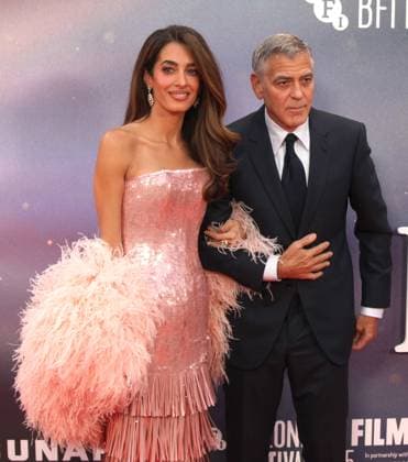Jay Kelly premiere London, UK. George Clooney and Amal Clooney at the Jay Kelly premiere. 69th BFI London Film Festival. Royal Festival Hall. 10th October 2025. LMK11-S101025-002 Steve Bealing Landmark Media 