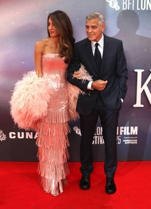 Jay Kelly premiere London, UK. George Clooney and Amal Clooney at the Jay Kelly premiere. 69th BFI London Film Festival. Royal Festival Hall. 10th October 2025. LMK11-S101025-002 Steve Bealing Landmark Media 