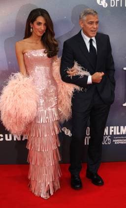 Jay Kelly premiere London, UK. George Clooney and Amal Clooney at the Jay Kelly premiere. 69th BFI London Film Festival. Royal Festival Hall. 10th October 2025. LMK11-S101025-002 Steve Bealing Landmark Media 