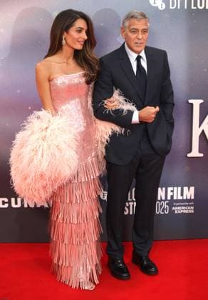 Jay Kelly premiere London, UK. George Clooney and Amal Clooney at the Jay Kelly premiere. 69th BFI London Film Festival. Royal Festival Hall. 10th October 2025. LMK11-S101025-002 Steve Bealing Landmark Media 