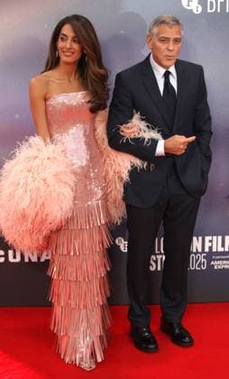 Jay Kelly premiere London, UK. George Clooney and Amal Clooney at the Jay Kelly premiere. 69th BFI London Film Festival. Royal Festival Hall. 10th October 2025. LMK11-S101025-002 Steve Bealing Landmark Media 