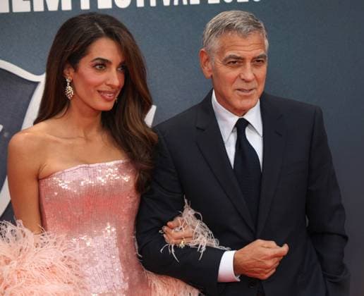 Jay Kelly premiere London, UK. George Clooney and Amal Clooney at the Jay Kelly premiere. 69th BFI London Film Festival. Royal Festival Hall. 10th October 2025. LMK11-S101025-002 Steve Bealing Landmark Media 