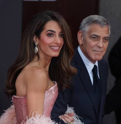 Jay Kelly premiere London, UK. George Clooney and Amal Clooney at the Jay Kelly premiere. 69th BFI London Film Festival. Royal Festival Hall. 10th October 2025. LMK11-S101025-002 Steve Bealing Landmark Media 