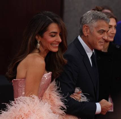 Jay Kelly premiere London, UK. George Clooney and Amal Clooney at the Jay Kelly premiere. 69th BFI London Film Festival. Royal Festival Hall. 10th October 2025. LMK11-S101025-002 Steve Bealing Landmark Media 
