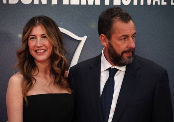 Jay Kelly premiere London, UK. Adam Sandler and Jackie Sandler at the Jay Kelly premiere. 69th BFI London Film Festival. Royal Festival Hall. 10th October 2025. LMK11-S101025-002 Steve Bealing Landmark Media 