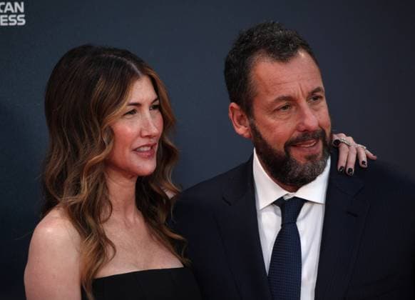 Jay Kelly premiere London, UK. Adam Sandler and Jackie Sandler at the Jay Kelly premiere. 69th BFI London Film Festival. Royal Festival Hall. 10th October 2025. LMK11-S101025-002 Steve Bealing Landmark Media 