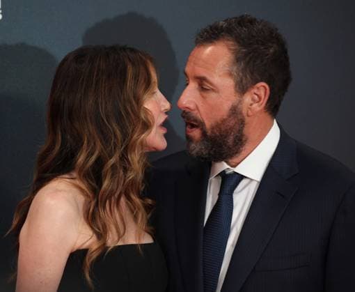 Jay Kelly premiere London, UK. Adam Sandler and Jackie Sandler at the Jay Kelly premiere. 69th BFI London Film Festival. Royal Festival Hall. 10th October 2025. LMK11-S101025-002 Steve Bealing Landmark Media 