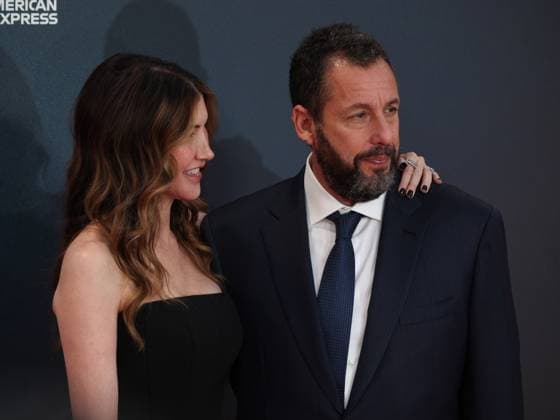 Jay Kelly premiere London, UK. Adam Sandler and Jackie Sandler at the Jay Kelly premiere. 69th BFI London Film Festival. Royal Festival Hall. 10th October 2025. LMK11-S101025-002 Steve Bealing Landmark Media 