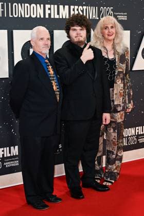 London BFI Bugonia Premiere Aidan Delbis and his parents attending the Bugonia Premiere as part of the BFI London Film Festival in London, England on October 10, 2025. Photo by Aurore Marechal ABACAPRESS.COM London  Copyright: xMarechalxAurore ABACAx