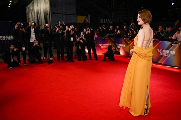London BFI Bugonia Premiere Emma Stone attending the Bugonia Premiere as part of the BFI London Film Festival in London, England on October 10, 2025. Photo by Aurore Marechal ABACAPRESS.COM London  Copyright: xMarechalxAurore ABACAx