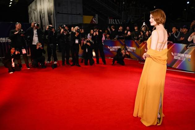 London BFI Bugonia Premiere Emma Stone attending the Bugonia Premiere as part of the BFI London Film Festival in London, England on October 10, 2025. Photo by Aurore Marechal ABACAPRESS.COM London  Copyright: xMarechalxAurore ABACAx