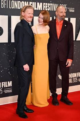London BFI Bugonia Premiere Jesse Plemons, Emma Stone and Yorgos Lanthimos attending the Bugonia Premiere as part of the BFI London Film Festival in London, England on October 10, 2025. Photo by Aurore Marechal ABACAPRESS.COM London  Copyright: xMarechalxAurore ABACAx