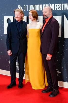 Jesse Plemons, Emma Stone and Yorgos Lanthimos at the premiere of the feature film Bugonia at the 69 BFI London Film Festival 2025 at the Royal Festival Hall London, 10 10 2025 Foto:xJ.xEdwardsx xFuturexImagex bugonia_5029