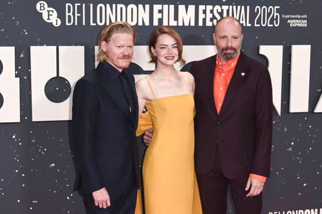 Jesse Plemons, Emma Stone and Yorgos Lanthimos at the premiere of the feature film Bugonia at the 69 BFI London Film Festival 2025 at the Royal Festival Hall London, 10 10 2025 Foto:xS.xVasx xFuturexImagex bugonia_5081