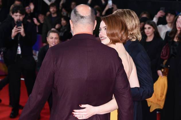 Yorgos Lanthimos, Emma Stone and Jesse Plemons at the premiere of the feature film Bugonia at the 69 BFI London Film Festival 2025 at the Royal Festival Hall London, 10 10 2025 Foto:xS.xVasx xFuturexImagex bugonia_5082