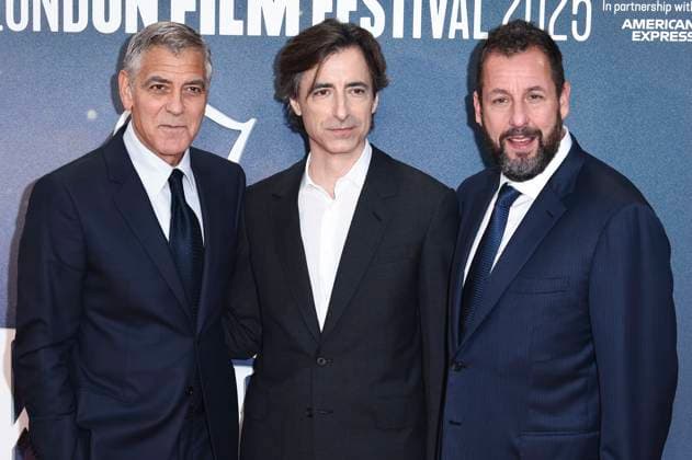 George Clooney, Noah Baumbach and Adam Sandler at the premiere of the feature film Jay Kelly at the 69 BFI London Film Festival 2025 at the Royal Festival Hall London, 10 10 2025 Foto:xS.xVasx xFuturexImagex kelly_5181