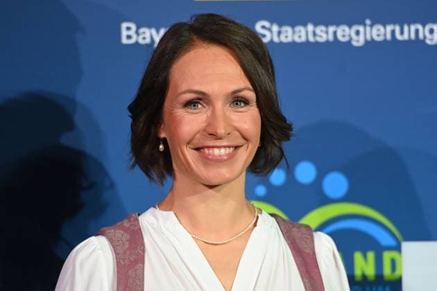 Magdalena NEUNER Ex biathlete, single picture, cropped single motif, portrait, portrait Bavarian Sports Award 2025 at BMW Welt, red carpet, red carpet on 11 10 2025