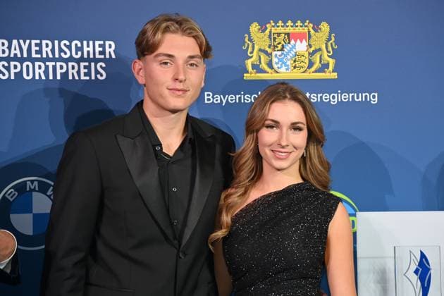 Justin ENGEL with girlfriend Elisabeth BRIXEL Tennis pro and award winner of the Bavarian Sports Award 2025 at BMW Welt, Red Carpet on 11 10 2025