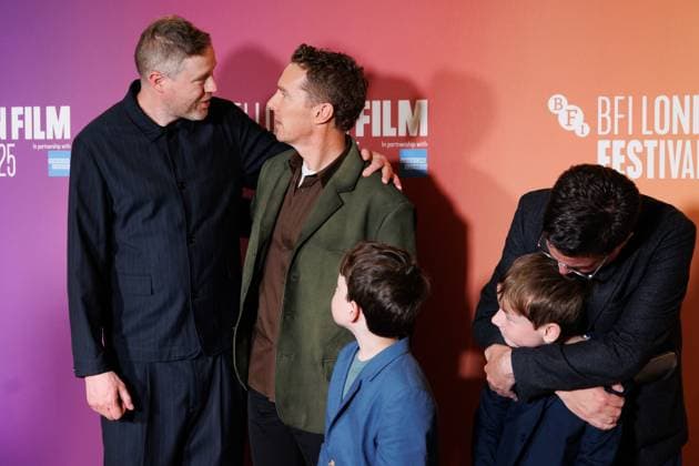 The Thing with Feathers, BFI London Film Festival, BFI Southbank, London, UK, 11 October 2025. Max Porter, Benedict Cumberbatch, Henry and Richard Boxall, Dylan Southern - BFI LFF - The Thing with Feathers Red Carpet at BFI Southbank, London, UK on 11th October 2025, Credit:Manuela Langotsch Avalon United Kingdom, London, BFI Southbank Copyright: xManuelaxLangotschx xAvalonx 1044823937