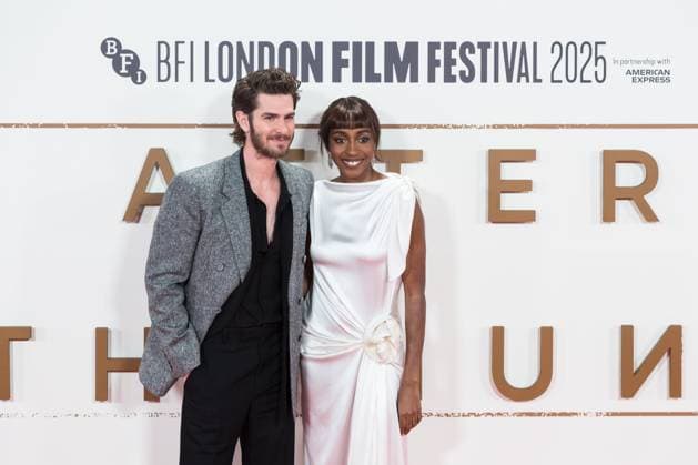 After The Hunt Gala at 69th BFI London Film Festival LONDON, UNITED KINGDOM - OCTOBER 11: Andrew Garfield and Ayo Edebiri attend the UK premiere of After The Hunt during the 69th BFI London Film Festival at the Royal Festival Hall in London, United Kingdom on October 11, 2025. Wiktor Szymanowicz Anadolu London United Kingdom. Editorial use only. Please get in touch for any other usage.  Copyright: x2025xAnadoluxWiktorxSzymanowiczx