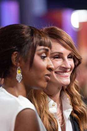 London BFI After The Hunt Premiere Ayo Edebiri and Julia Roberts attending the After The Hunt Premiere as part of the BFI London Film Festival in London, England on October 11, 2025. Photo by Aurore Marechal ABACAPRESS.COM London  Copyright: xMarechalxAurore ABACAx