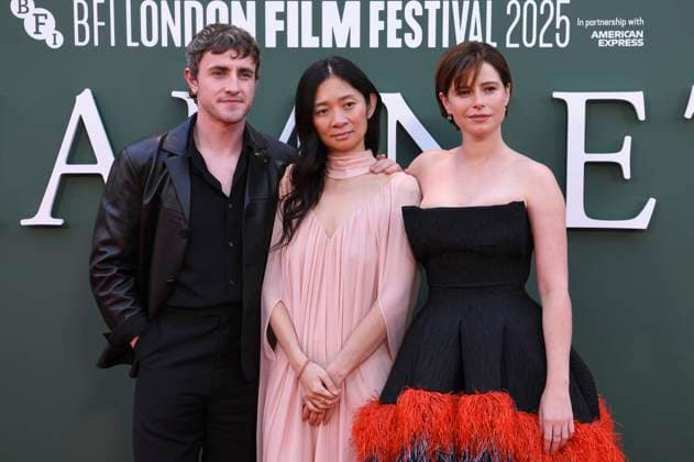 Paul Mescal, Chloe Zhao and Jessie Buckley at the premiere of the feature film Hamnet at the 69 BFI London Film Festival 2025 at the Royal Festival Hall London, 11 10 2025 Foto:xS.xVasx xFuturexImagex hamnet_5116