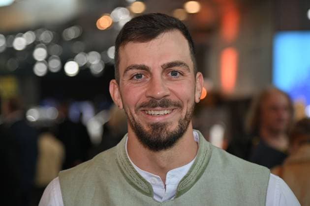 Sideris TASIADIS whitewater canoeist, single image, cropped single motif, portrait, portrait Bavarian Sports Award 2025 at BMW Welt, Red Carpet on 11 10 2025
