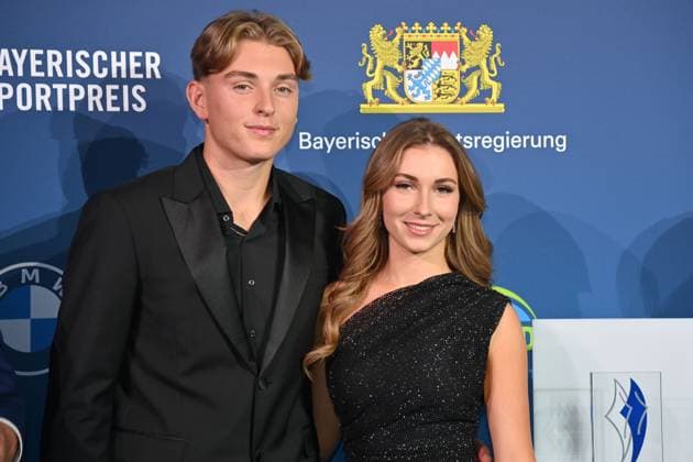 Justin ENGEL with girlfriend Elisabeth BRIXEL Tennis pro and award winner of the Bavarian Sports Award 2025 at BMW Welt, Red Carpet on 11 10 2025