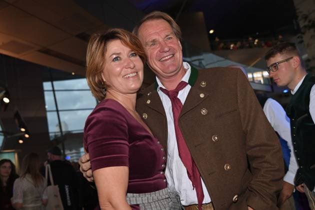 Markus WASMEIER Ex ski racer , with wife Brigitte, Bavarian Sports Award 2025 in the BMW Welt, Red Carpet, Red Carpet on 11 10 2025
