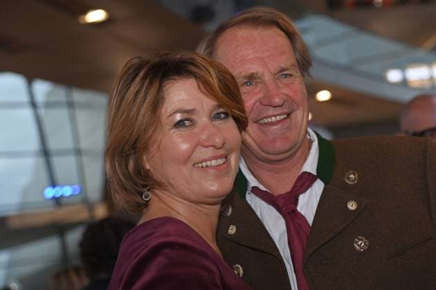 Markus WASMEIER Ex ski racer , with wife Brigitte, Bavarian Sports Award 2025 in the BMW Welt, Red Carpet, Red Carpet on 11 10 2025