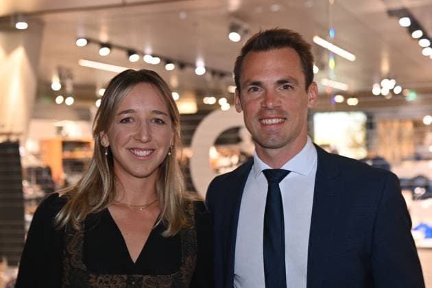 Franziska PREUSS with life companion Simon SCHEMPP Biathlete, Award Winner Outstanding Bavarian Sports Career, Bavarian Sports Award 2025 at BMW Welt, Red Carpet on 11 10 2025