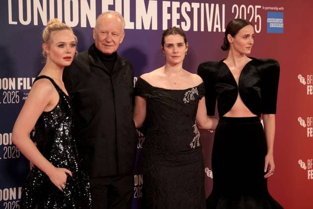Sentimental Value premiere, 69th BFI London Film Festival, UK, on 12th October 2025 Elle Fanning, Stellan Skarsgard, Inga Ibsdotter Lilleaas and Renate Reinsve at Sentimental Value premiere, 69th BFI London Film Festival, UK, on 12th October 2025, Credit:James Shaw Avalon UNITED KINGDOM, LONDON, London Copyright: xJamesxShawx xAvalonx 1045033110
