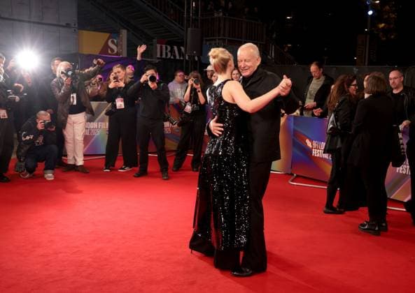Sentimental Value premiere, 69th BFI London Film Festival, UK, on 12th October 2025 Elle Fanning and Stellan Skarsgard at Sentimental Value premiere, 69th BFI London Film Festival, UK, on 12th October 2025, Credit:James Shaw Avalon UNITED KINGDOM, LONDON, London  Copyright: xJamesxShawx xAvalonx 1045033041