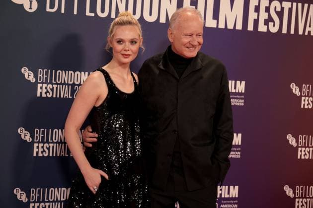 Sentimental Value premiere, 69th BFI London Film Festival, UK, on 12th October 2025 Elle Fanning and Stellan Skarsgard at Sentimental Value premiere, 69th BFI London Film Festival, UK, on 12th October 2025, Credit:James Shaw Avalon UNITED KINGDOM, LONDON, London  Copyright: xJamesxShawx xAvalonx 1045033208