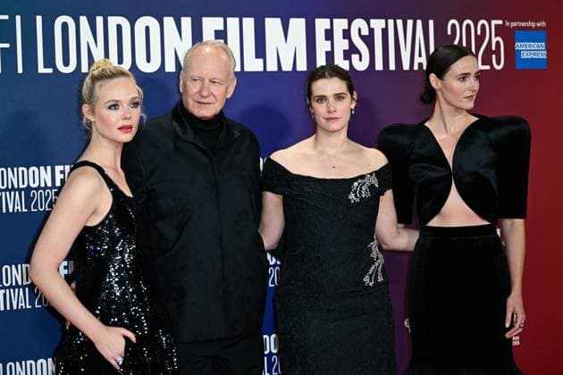 London BFI Sentimental Value Premiere Elle Fanning, Stellan Skarsgard, Inga Ibsdotter Lilleaas and Renate Reinsve attending the Sentimental Value Premiere as part of the BFI London Film Festival in London, England on October 12, 2025. Photo by Aurore Marechal ABACAPRESS.COM London  Copyright: xMarechalxAurore ABACAx