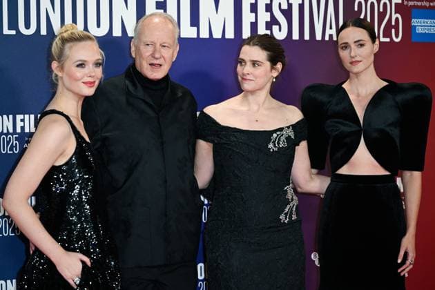 London BFI Sentimental Value Premiere Elle Fanning, Stellan Skarsgard, Inga Ibsdotter Lilleaas and Renate Reinsve attending the Sentimental Value Premiere as part of the BFI London Film Festival in London, England on October 12, 2025. Photo by Aurore Marechal ABACAPRESS.COM London  Copyright: xMarechalxAurore ABACAx