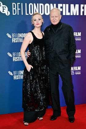 London BFI Sentimental Value Premiere Elle Fanning and Stellan Skarsgard attending the Sentimental Value Premiere as part of the BFI London Film Festival in London, England on October 12, 2025. Photo by Aurore Marechal ABACAPRESS.COM London  Copyright: xMarechalxAurore ABACAx